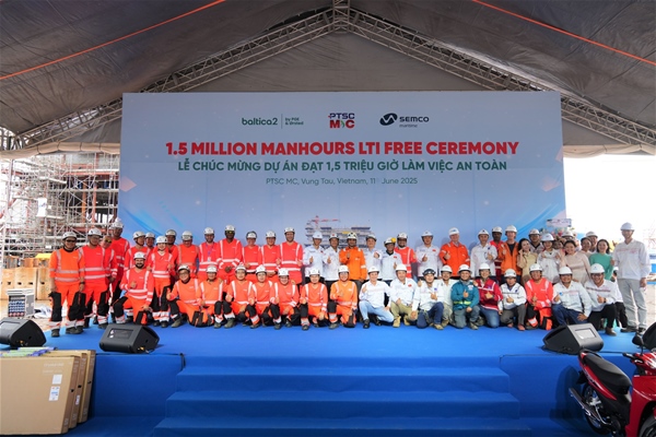 BALTICA 2 PROJECT ACHIEVES 1.5 MILLION MAN-HOURS LTI FREE